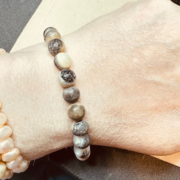 Moss Agate Crystal Beaded Stretchy Bracelet - Picture 1 of 10